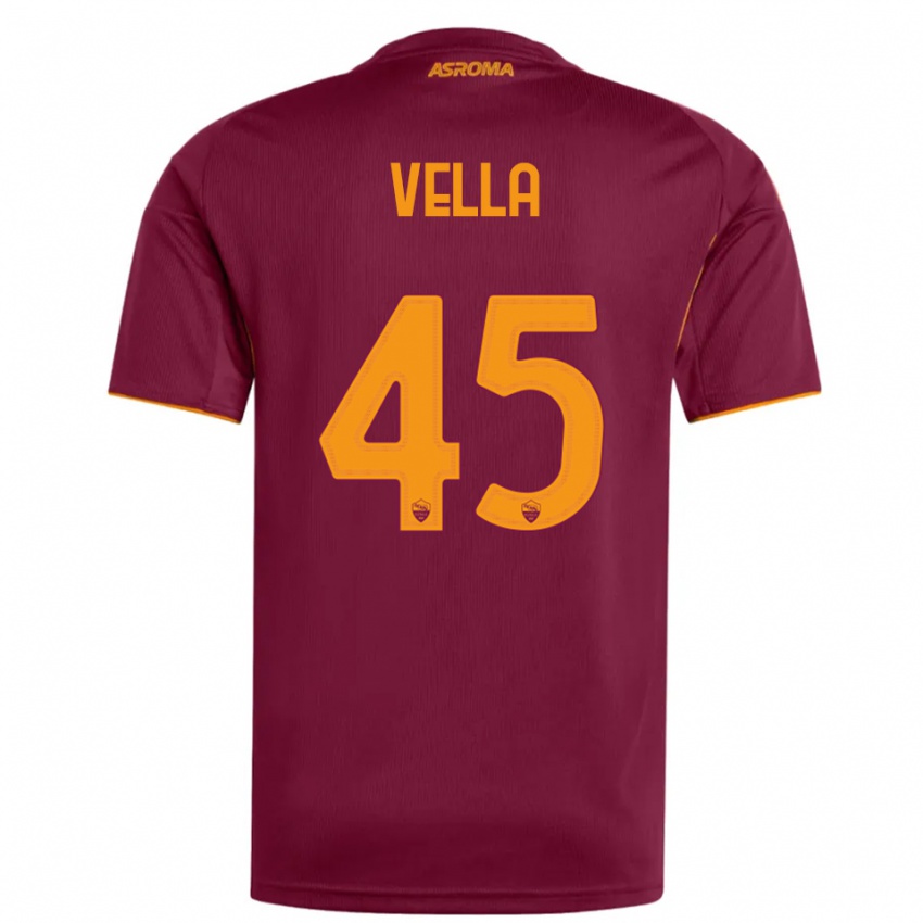 ילדים Tancredi Vella #45 בורגונדי כתום ג'רזי ביתית 2025/26 חולצה קצרה