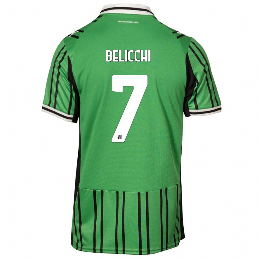 ילדים Gianmarco Belicchi #7 ירוק שחור ג'רזי ביתית 2025/26 חולצה קצרה