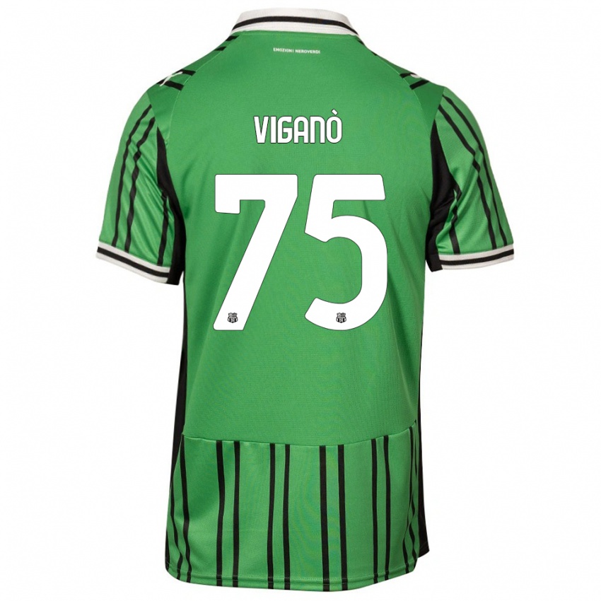 ילדים Lorenzo Viganò #75 ירוק שחור ג'רזי ביתית 2025/26 חולצה קצרה