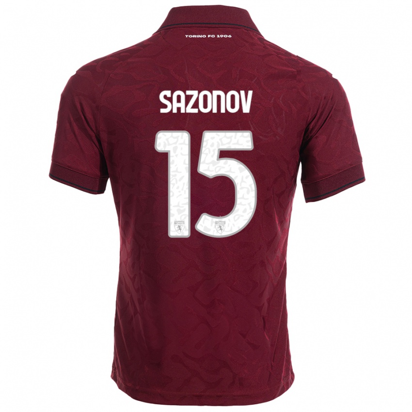 ילדים סאבה סזונוב #15 בורגונדי לבן ג'רזי ביתית 2025/26 חולצה קצרה