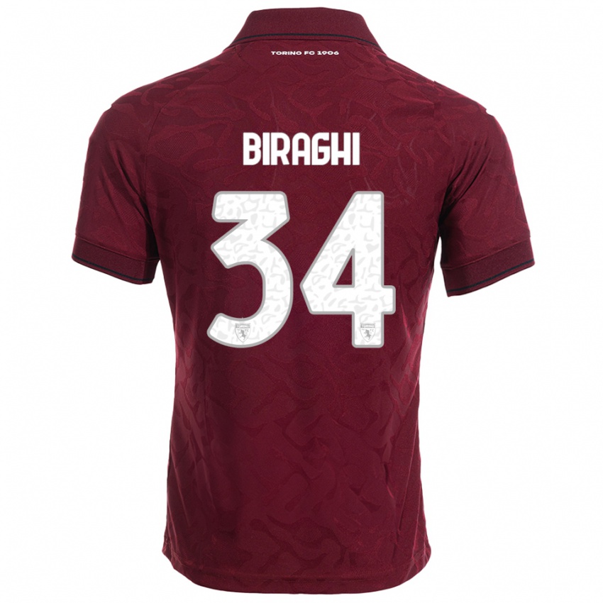 ילדים כריסטיאנו ביראגי #34 בורגונדי לבן ג'רזי ביתית 2025/26 חולצה קצרה