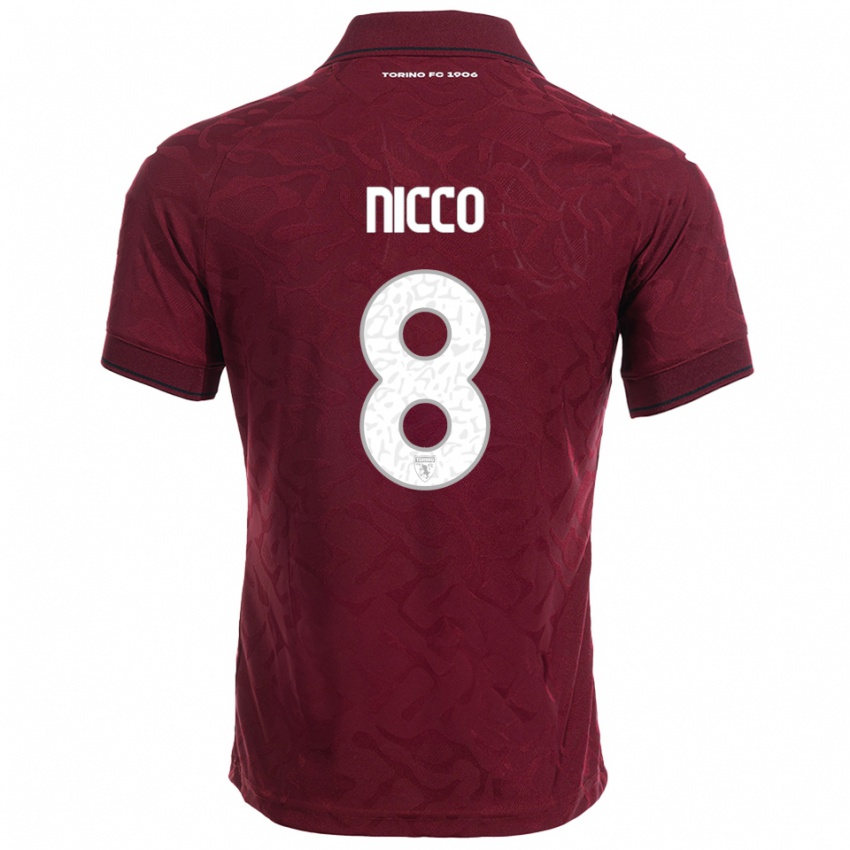 ילדים גיאדה ניקו #8 בורגונדי לבן ג'רזי ביתית 2025/26 חולצה קצרה
