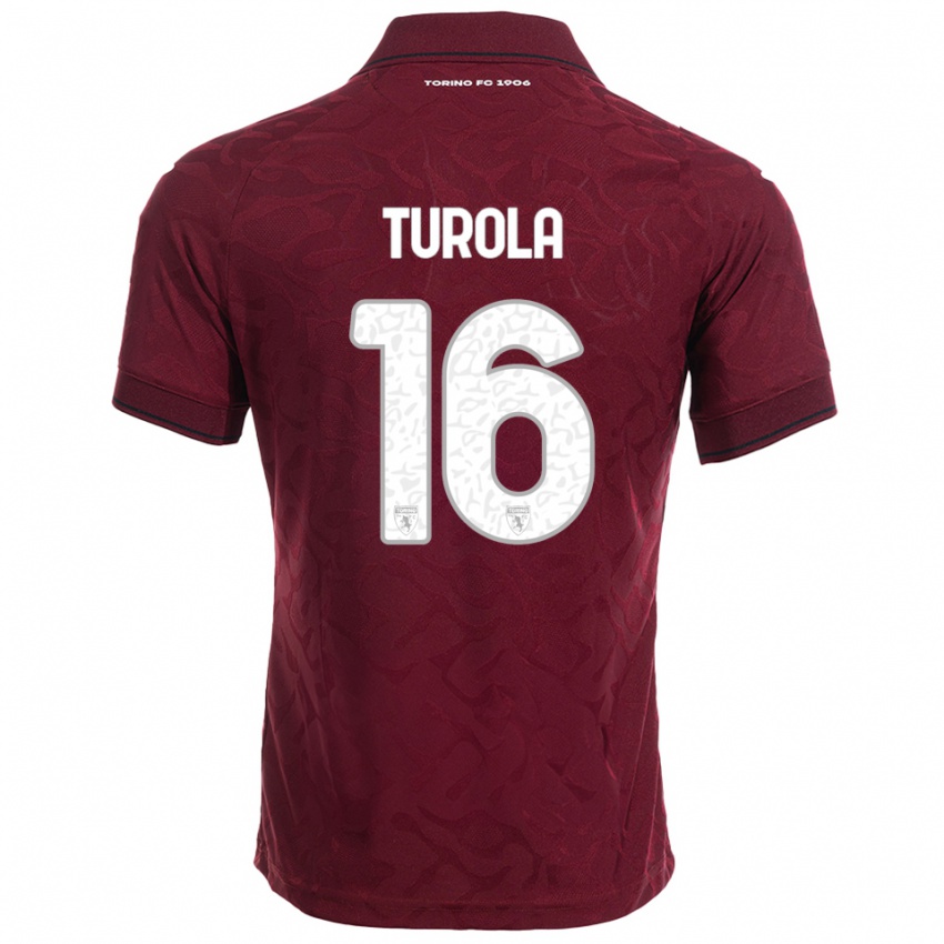 ילדים כריסטיאן טורולה #16 בורגונדי לבן ג'רזי ביתית 2025/26 חולצה קצרה