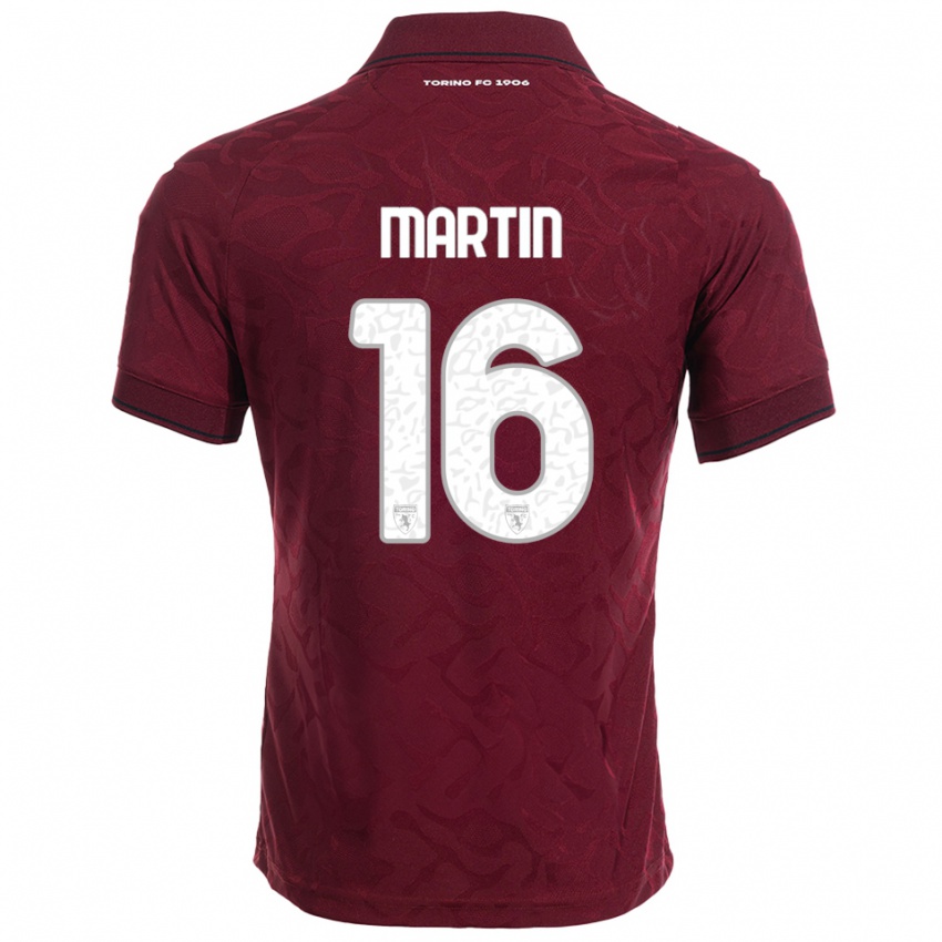 ילדים פרנצ'סקה מרטין #16 בורגונדי לבן ג'רזי ביתית 2025/26 חולצה קצרה