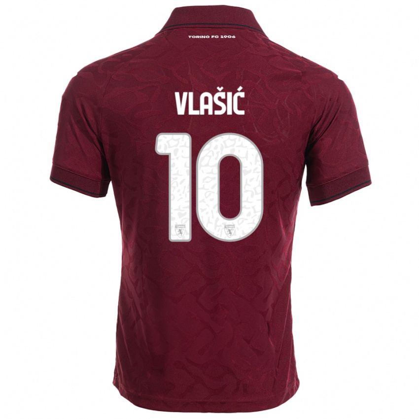 ילדים ניקולה ולאשיץ' #10 בורגונדי לבן ג'רזי ביתית 2025/26 חולצה קצרה