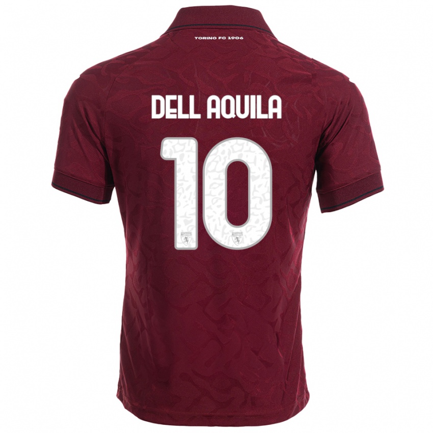 ילדים פרנצ'סקו דלה אקילה #10 בורגונדי לבן ג'רזי ביתית 2025/26 חולצה קצרה