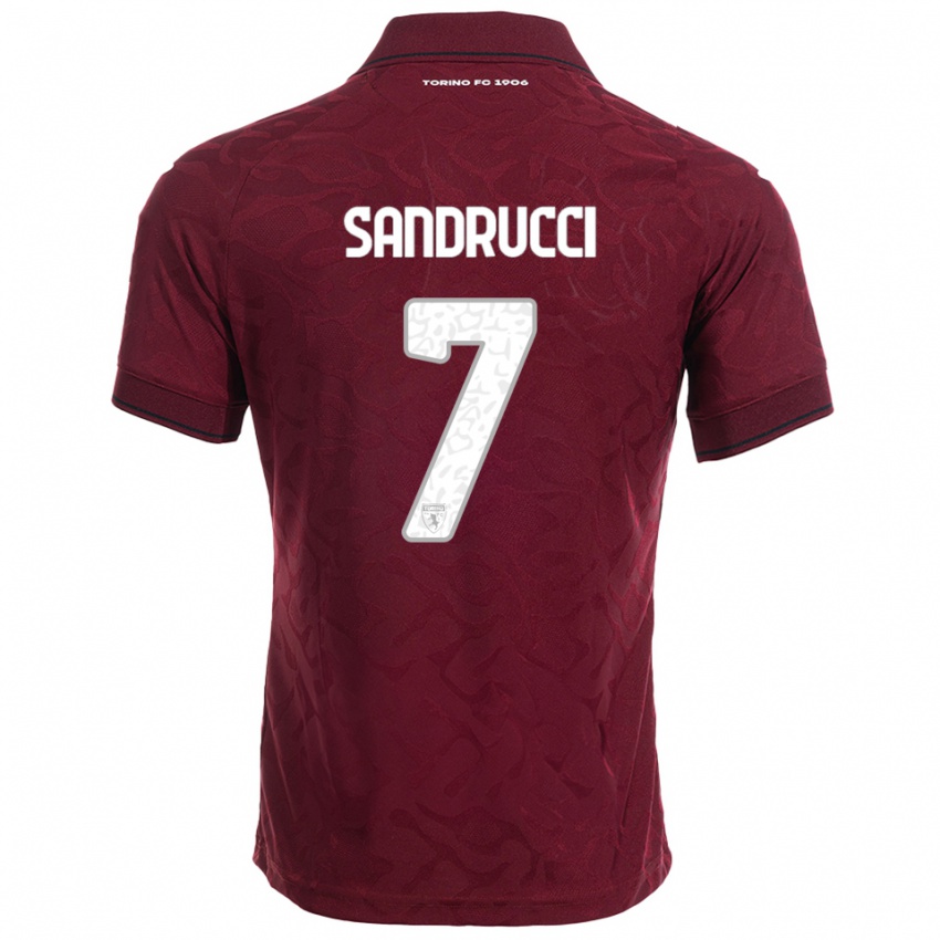 ילדים רומיאו סנדרוצ'י #7 בורגונדי לבן ג'רזי ביתית 2025/26 חולצה קצרה