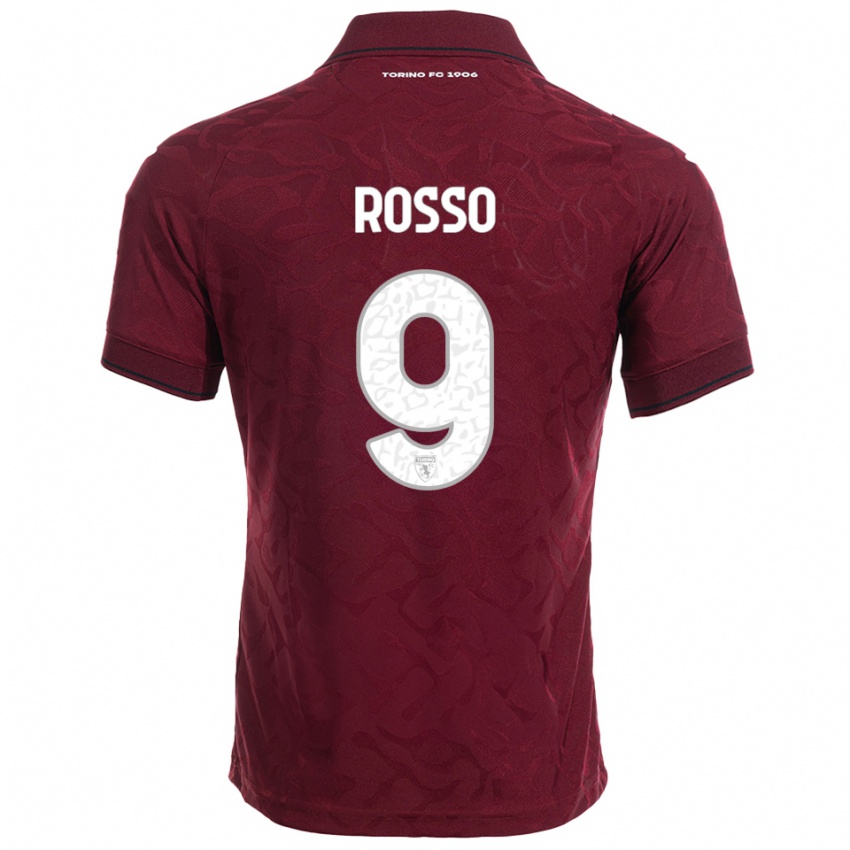 ילדים אלאונורה רוסו #9 בורגונדי לבן ג'רזי ביתית 2025/26 חולצה קצרה