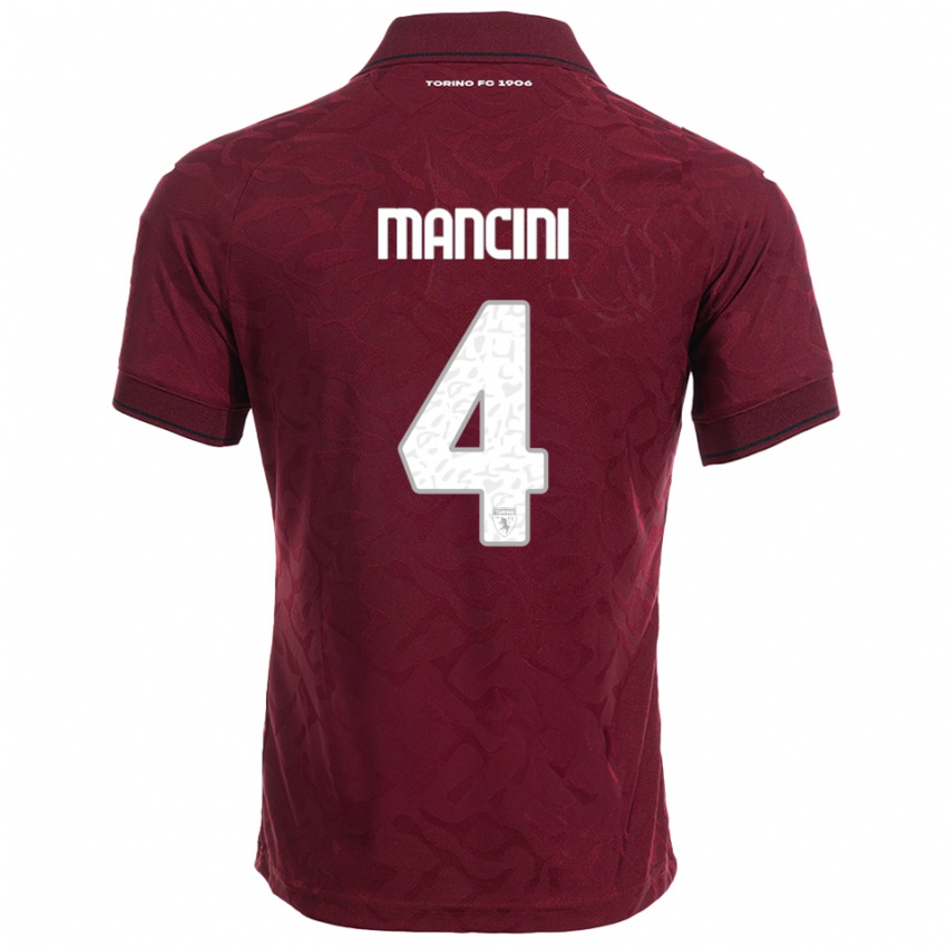 ילדים Luca Mancini #4 בורגונדי לבן ג'רזי ביתית 2025/26 חולצה קצרה