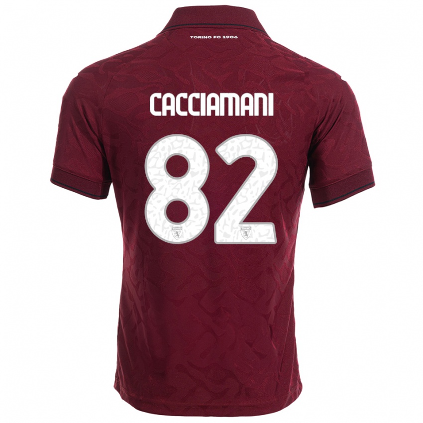 ילדים אלסיו קצ'אמני #82 בורגונדי לבן ג'רזי ביתית 2025/26 חולצה קצרה