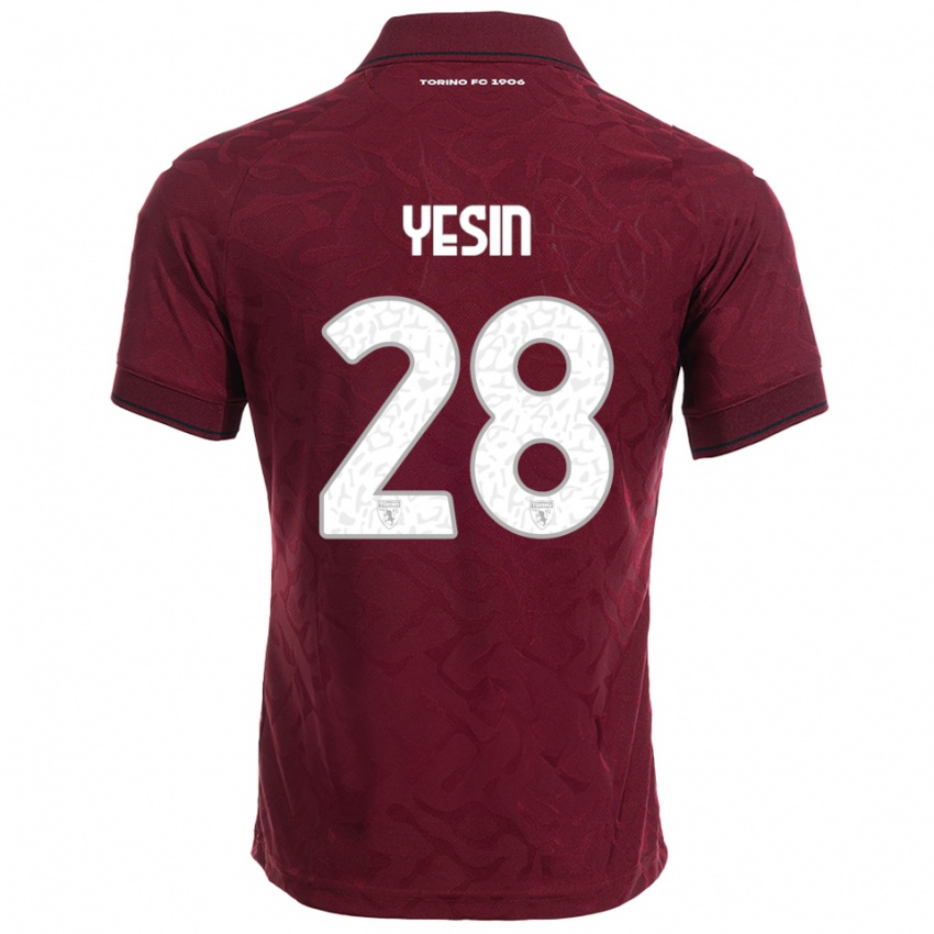 ילדים Demyan Yesin #28 בורגונדי לבן ג'רזי ביתית 2025/26 חולצה קצרה