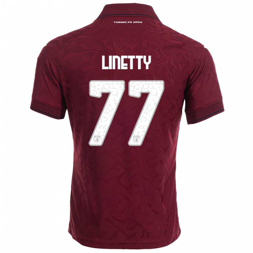 ילדים קרול לינטי #77 בורגונדי לבן ג'רזי ביתית 2025/26 חולצה קצרה