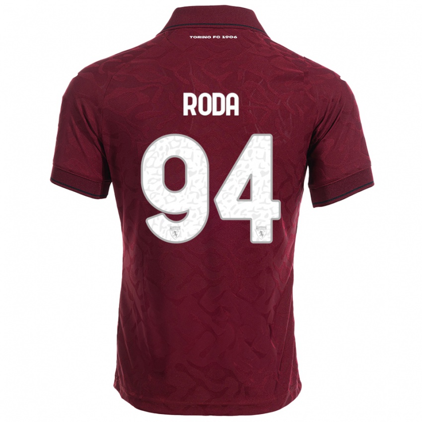 ילדים Alex Roda #94 בורגונדי לבן ג'רזי ביתית 2025/26 חולצה קצרה