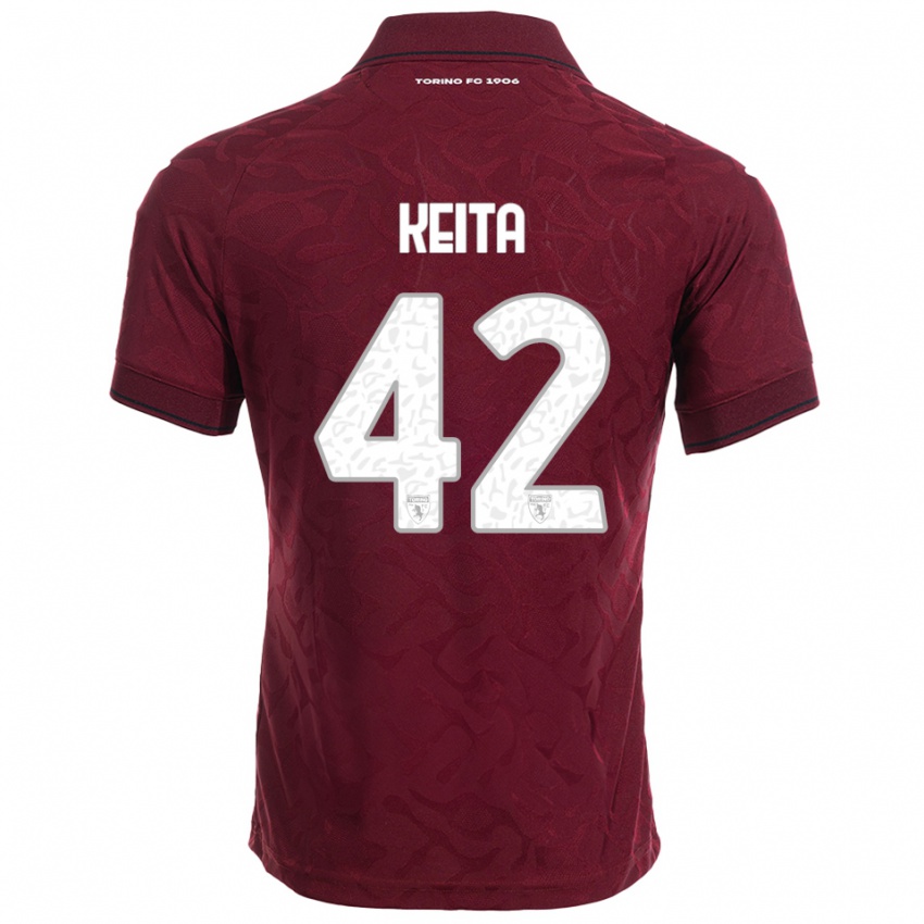 ילדים קרמוקו קייטה #42 בורגונדי לבן ג'רזי ביתית 2025/26 חולצה קצרה