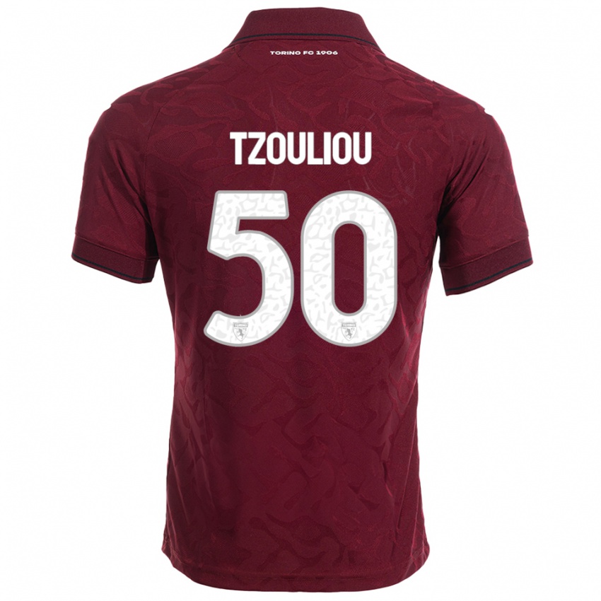 ילדים Dimitrianos Tzouliou #50 בורגונדי לבן ג'רזי ביתית 2025/26 חולצה קצרה