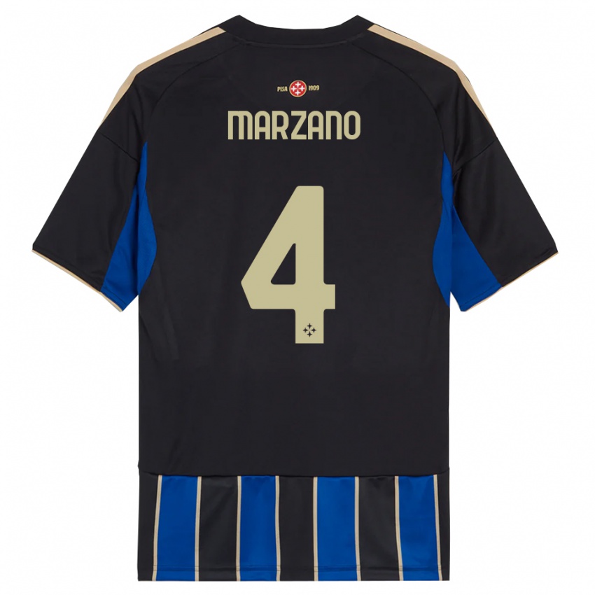 ילדים Michelangelo Marzano #4 שחור כחול ג'רזי ביתית 2025/26 חולצה קצרה