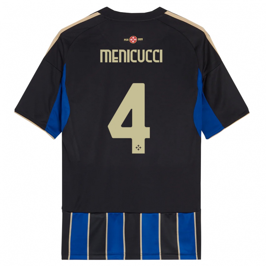 ילדים Edoardo Menicucci #4 שחור כחול ג'רזי ביתית 2025/26 חולצה קצרה