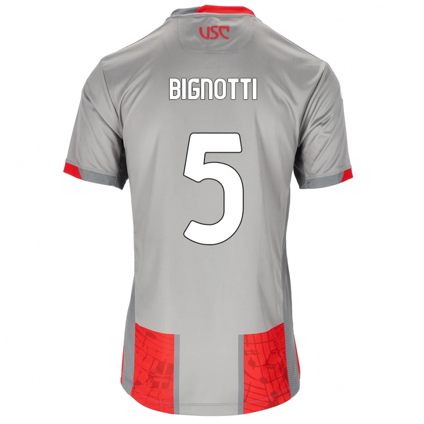 ילדים Francesco Bignotti #5 אדום אפור ג'רזי ביתית 2025/26 חולצה קצרה
