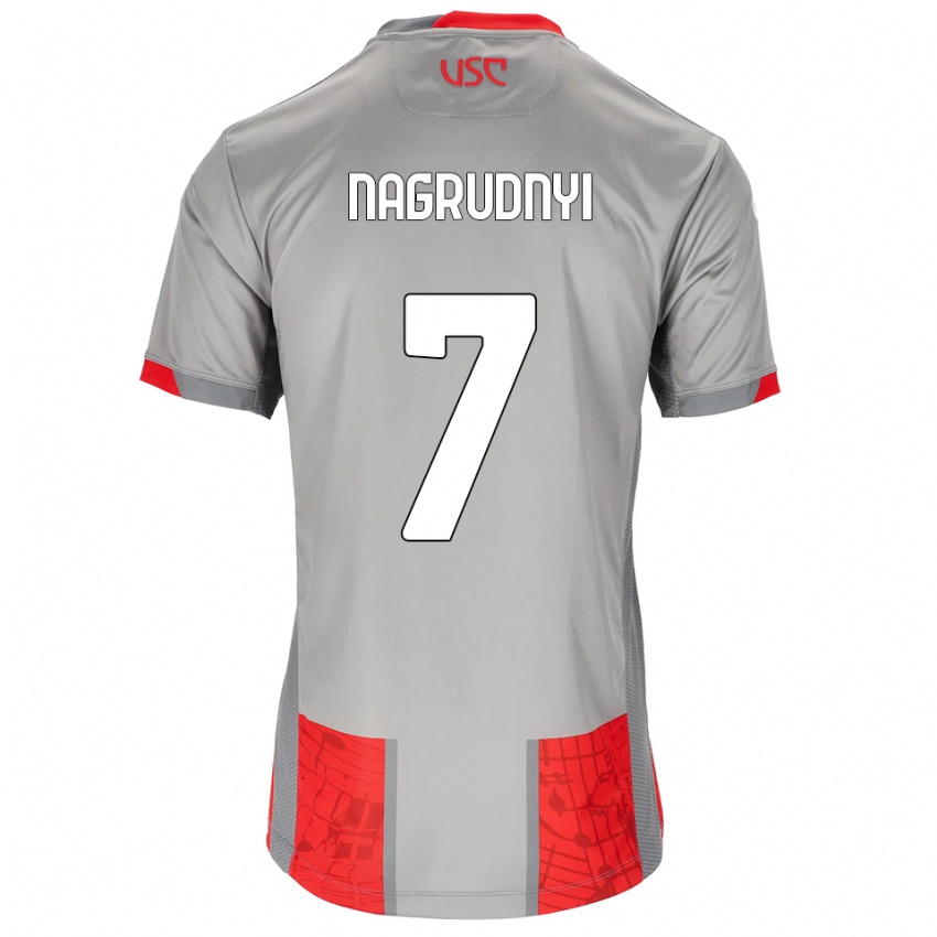ילדים Vladyslav Nagrudnyi #7 אדום אפור ג'רזי ביתית 2025/26 חולצה קצרה