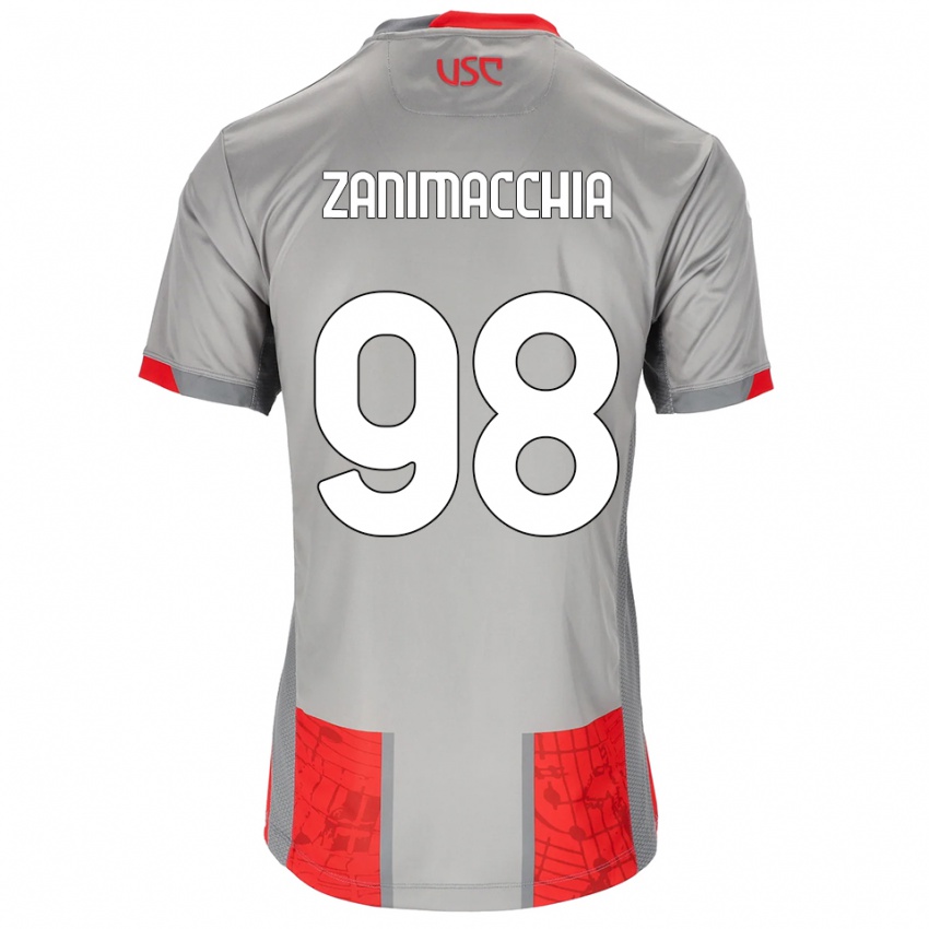 ילדים Luca Zanimacchia #98 אדום אפור ג'רזי ביתית 2025/26 חולצה קצרה