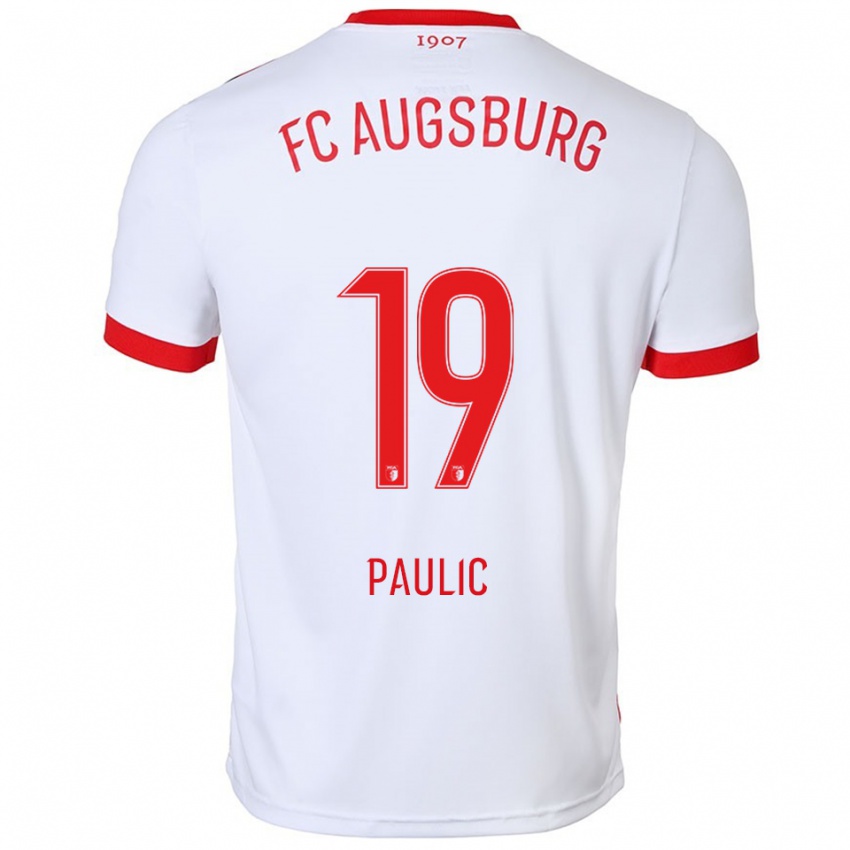 ילדים Anthony Paulic #19 לבן אדום ג'רזי ביתית 2025/26 חולצה קצרה
