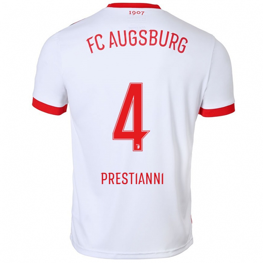 ילדים Luis Prestianni #4 לבן אדום ג'רזי ביתית 2025/26 חולצה קצרה