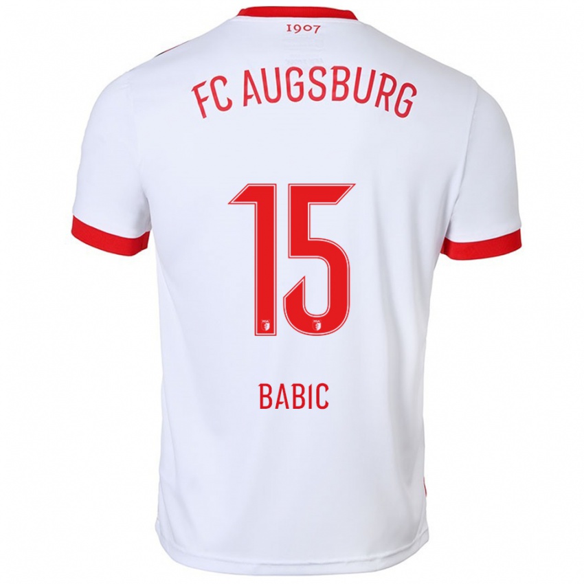 ילדים David Babic #15 לבן אדום ג'רזי ביתית 2025/26 חולצה קצרה