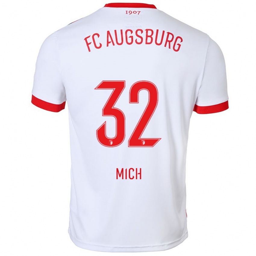 ילדים Fabian Mich #32 לבן אדום ג'רזי ביתית 2025/26 חולצה קצרה