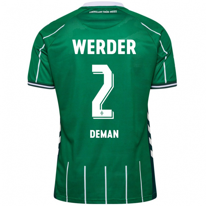 ילדים אוליבייה דמאן #2 ירוק לבן ג'רזי ביתית 2025/26 חולצה קצרה