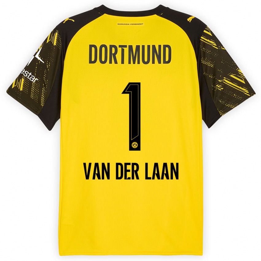 ילדים Laura Van Der Laan #1 צהוב שחור ג'רזי ביתית 2025/26 חולצה קצרה