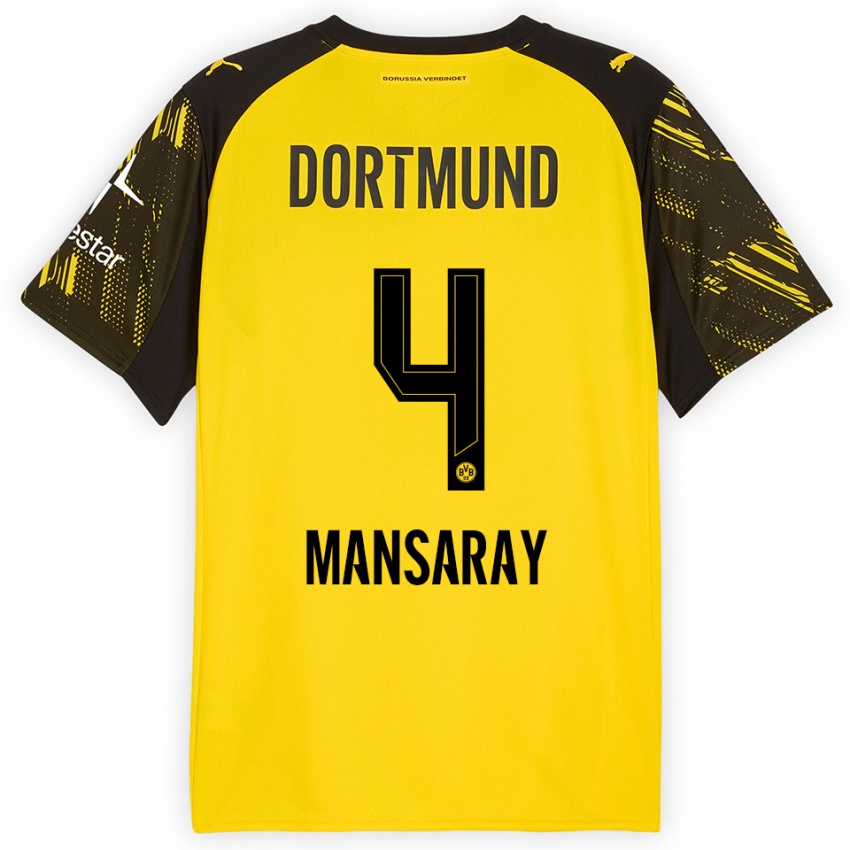 ילדים איסמאל אידריס מנסריי #4 צהוב שחור ג'רזי ביתית 2025/26 חולצה קצרה