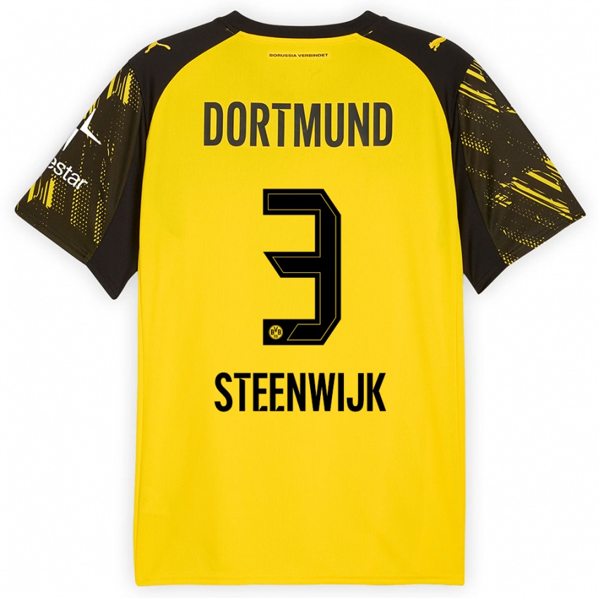 ילדים Jenske Steenwijk #3 צהוב שחור ג'רזי ביתית 2025/26 חולצה קצרה