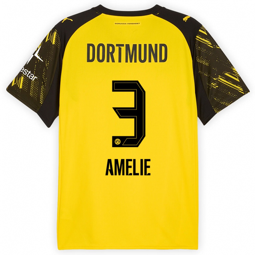 ילדים אמלי ברגר #3 צהוב שחור ג'רזי ביתית 2025/26 חולצה קצרה