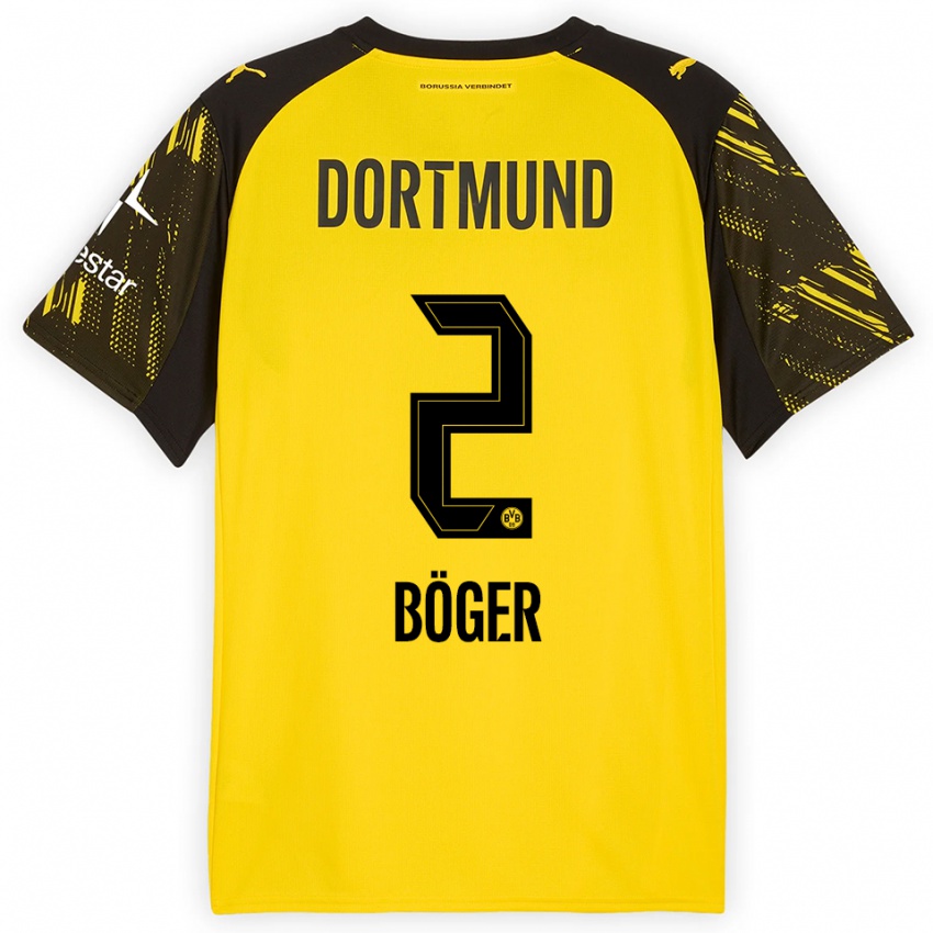 ילדים Mia Böger #2 צהוב שחור ג'רזי ביתית 2025/26 חולצה קצרה