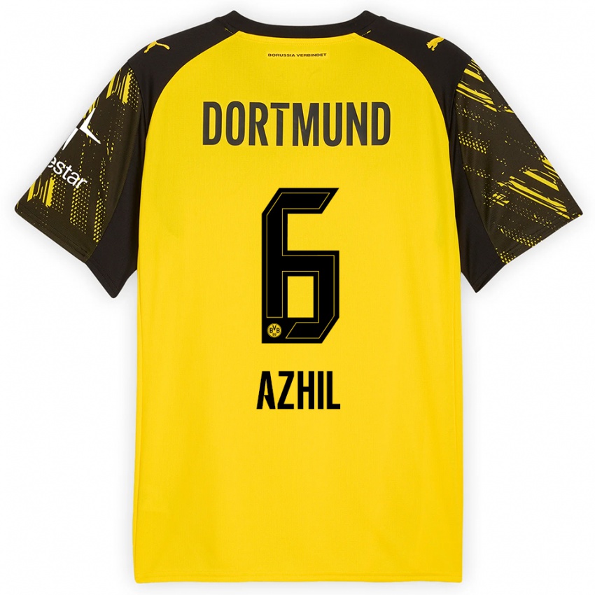 ילדים איימן אז'יל #6 צהוב שחור ג'רזי ביתית 2025/26 חולצה קצרה