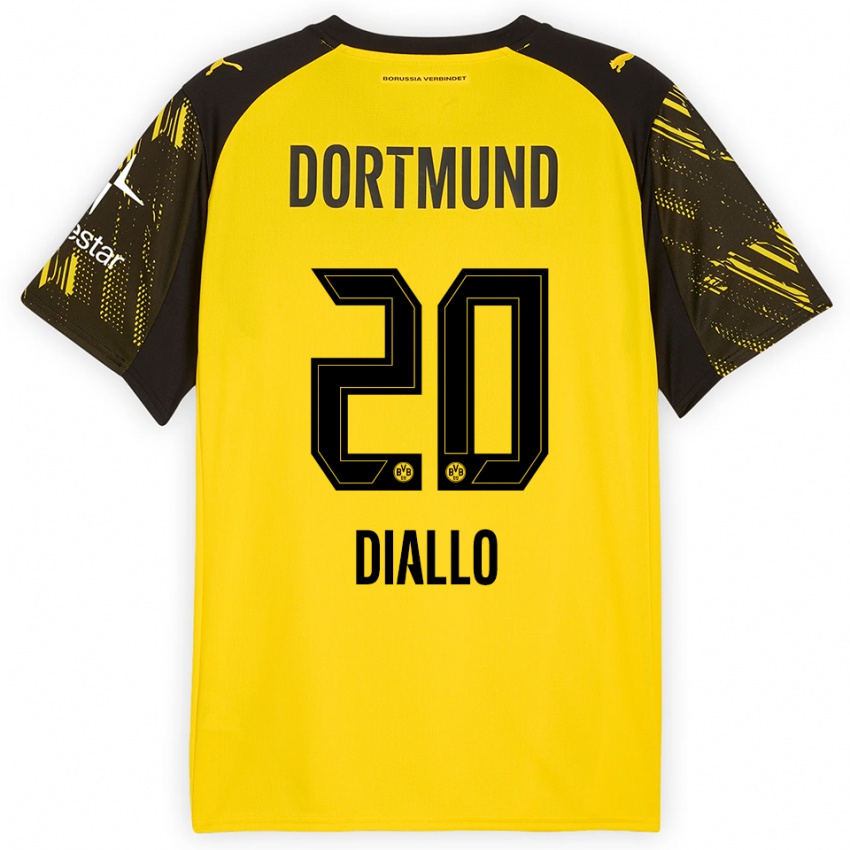 ילדים אוסמן דיאלו #20 צהוב שחור ג'רזי ביתית 2025/26 חולצה קצרה