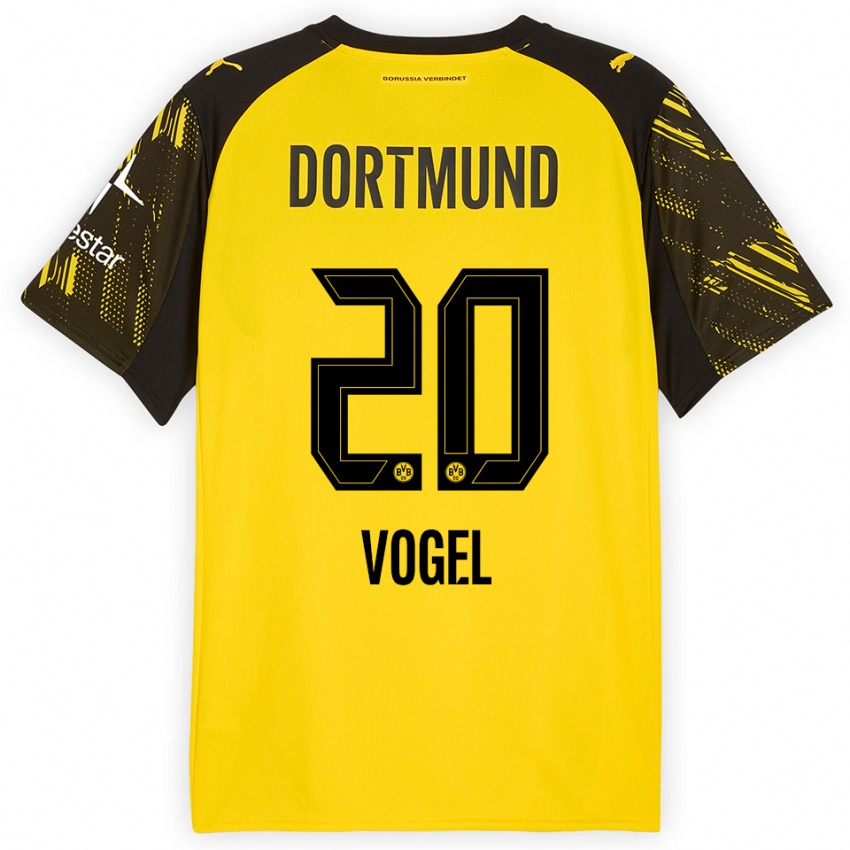 ילדים Ann-Sophie Vogel #20 צהוב שחור ג'רזי ביתית 2025/26 חולצה קצרה