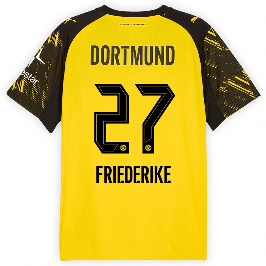 ילדים בורצ'יק פרידריה #27 צהוב שחור ג'רזי ביתית 2025/26 חולצה קצרה
