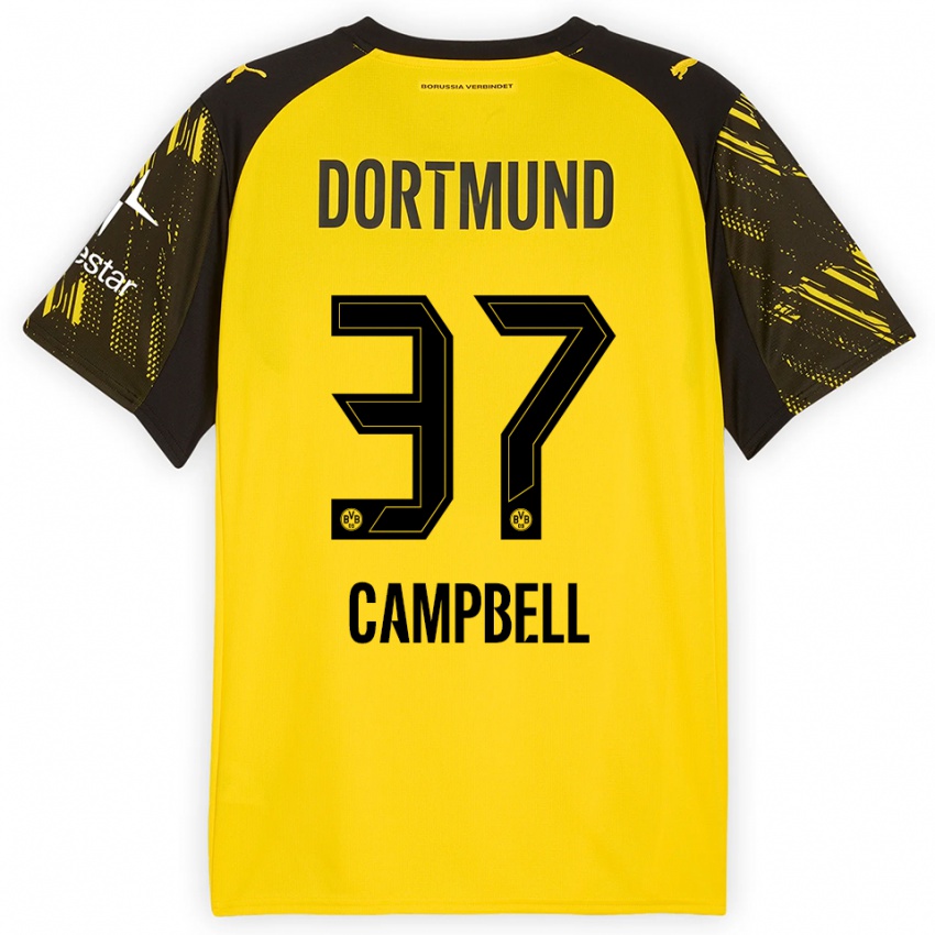 ילדים קול קמפבל #37 צהוב שחור ג'רזי ביתית 2025/26 חולצה קצרה