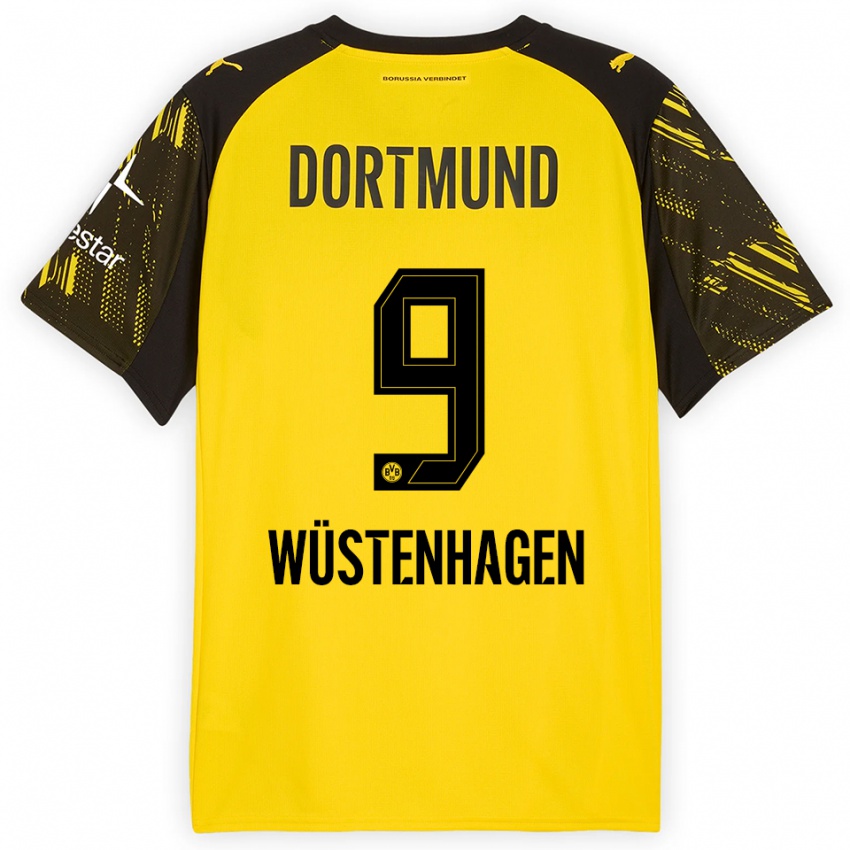 ילדים Bennedikt Wüstenhagen #9 צהוב שחור ג'רזי ביתית 2025/26 חולצה קצרה