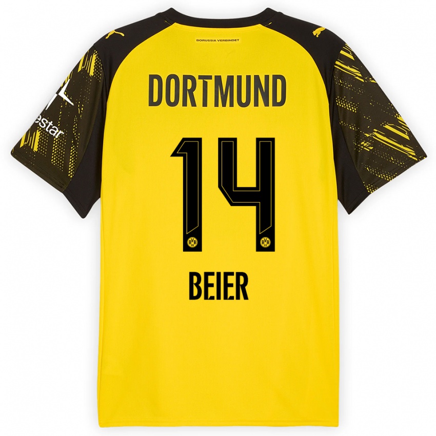 ילדים מקסימיליאן באייר #14 צהוב שחור ג'רזי ביתית 2025/26 חולצה קצרה