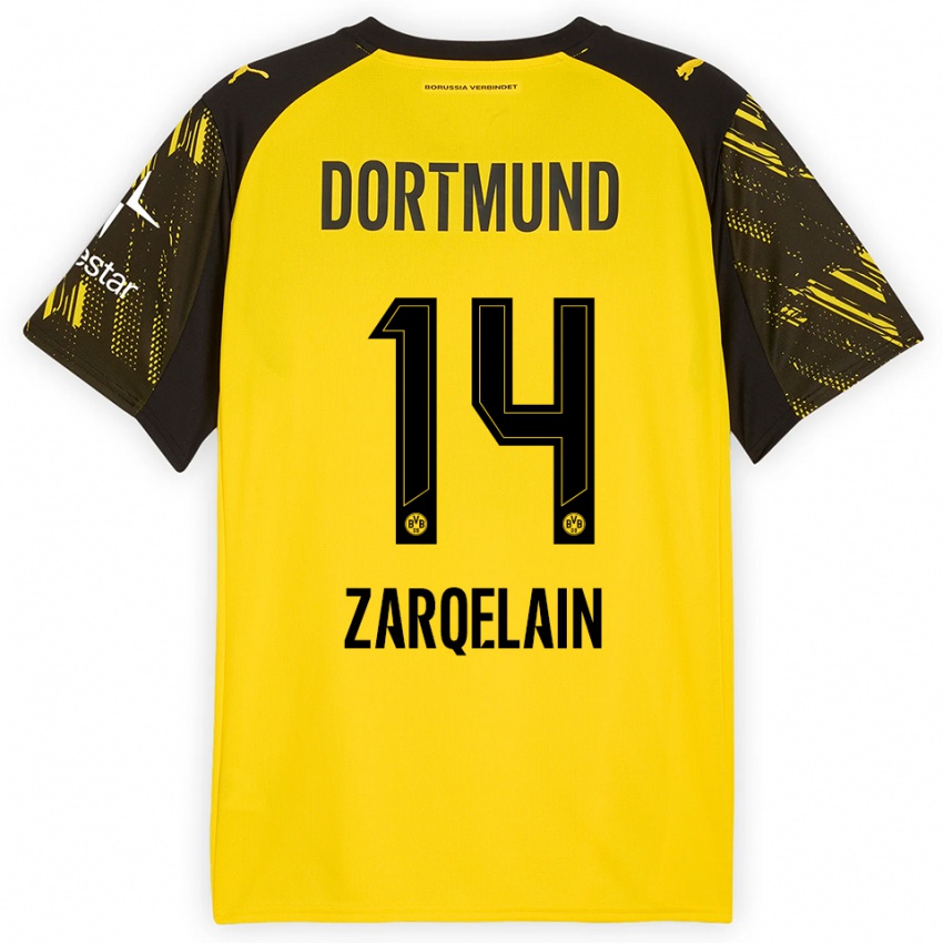 ילדים Fadi Zarqelain #14 צהוב שחור ג'רזי ביתית 2025/26 חולצה קצרה