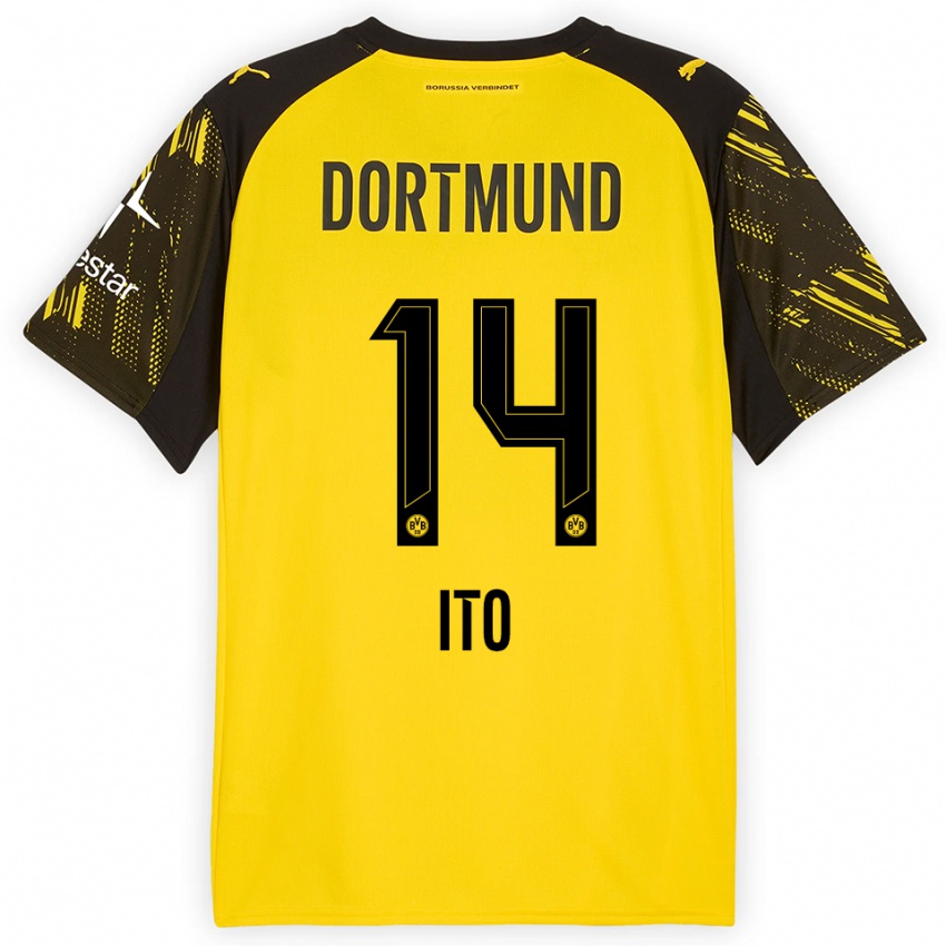 ילדים שרה איטו #14 צהוב שחור ג'רזי ביתית 2025/26 חולצה קצרה