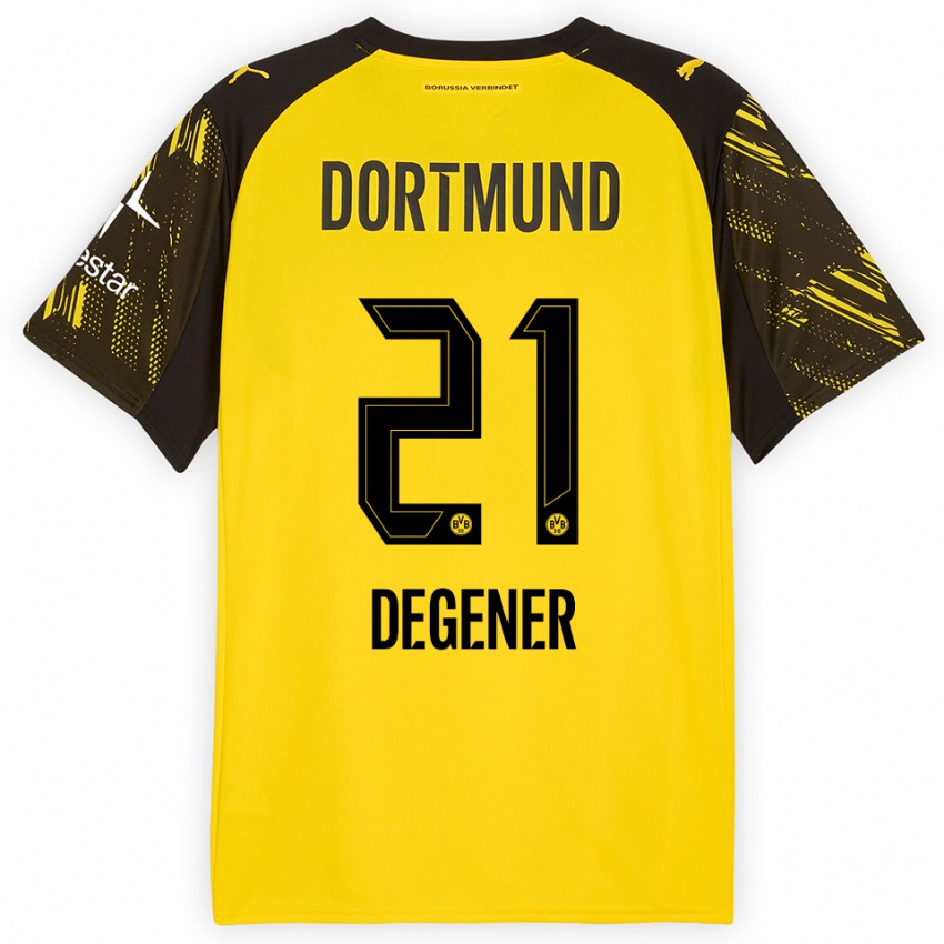 ילדים טים דג'ר #21 צהוב שחור ג'רזי ביתית 2025/26 חולצה קצרה