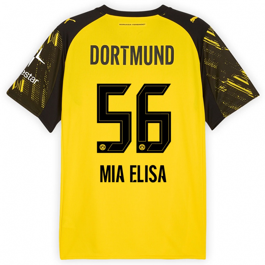 ילדים בומנוטר מיה אליסה #56 צהוב שחור ג'רזי ביתית 2025/26 חולצה קצרה