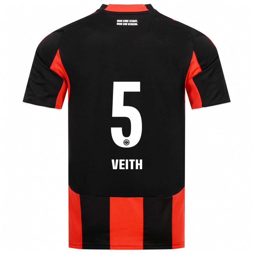 ילדים Titus Veith #5 שחור אדום ג'רזי ביתית 2025/26 חולצה קצרה