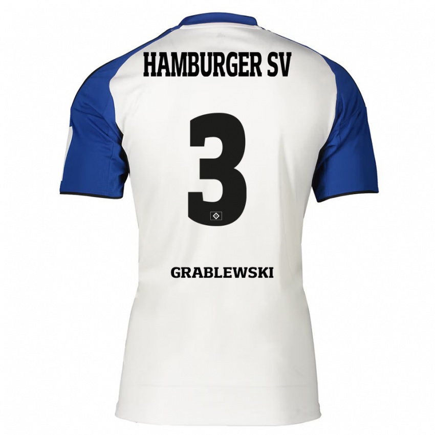 ילדים Max Grablewski #3 לבן כחול ג'רזי ביתית 2025/26 חולצה קצרה