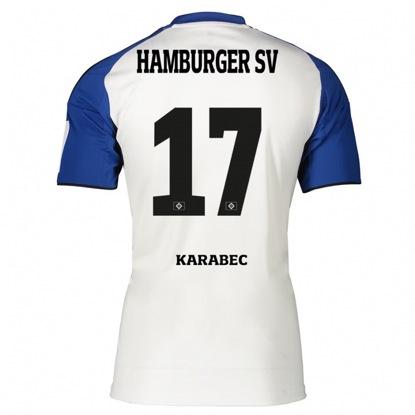 ילדים אדם קאראבץ #17 לבן כחול ג'רזי ביתית 2025/26 חולצה קצרה