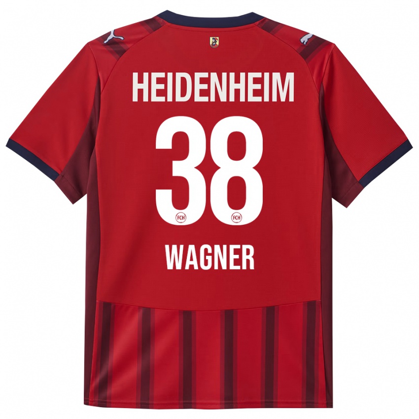 ילדים Yannik Wagner #38 אדום נייבי ג'רזי ביתית 2025/26 חולצה קצרה