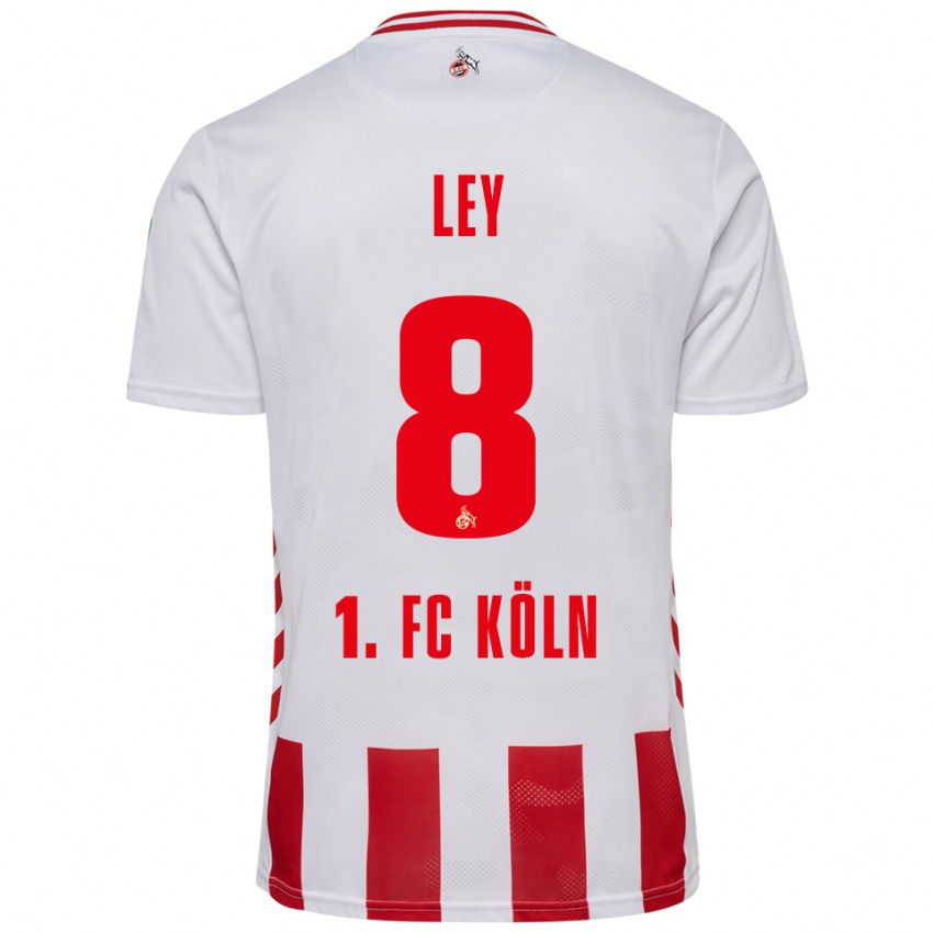 ילדים Benjamin Ley #8 לבן אדום ג'רזי ביתית 2025/26 חולצה קצרה